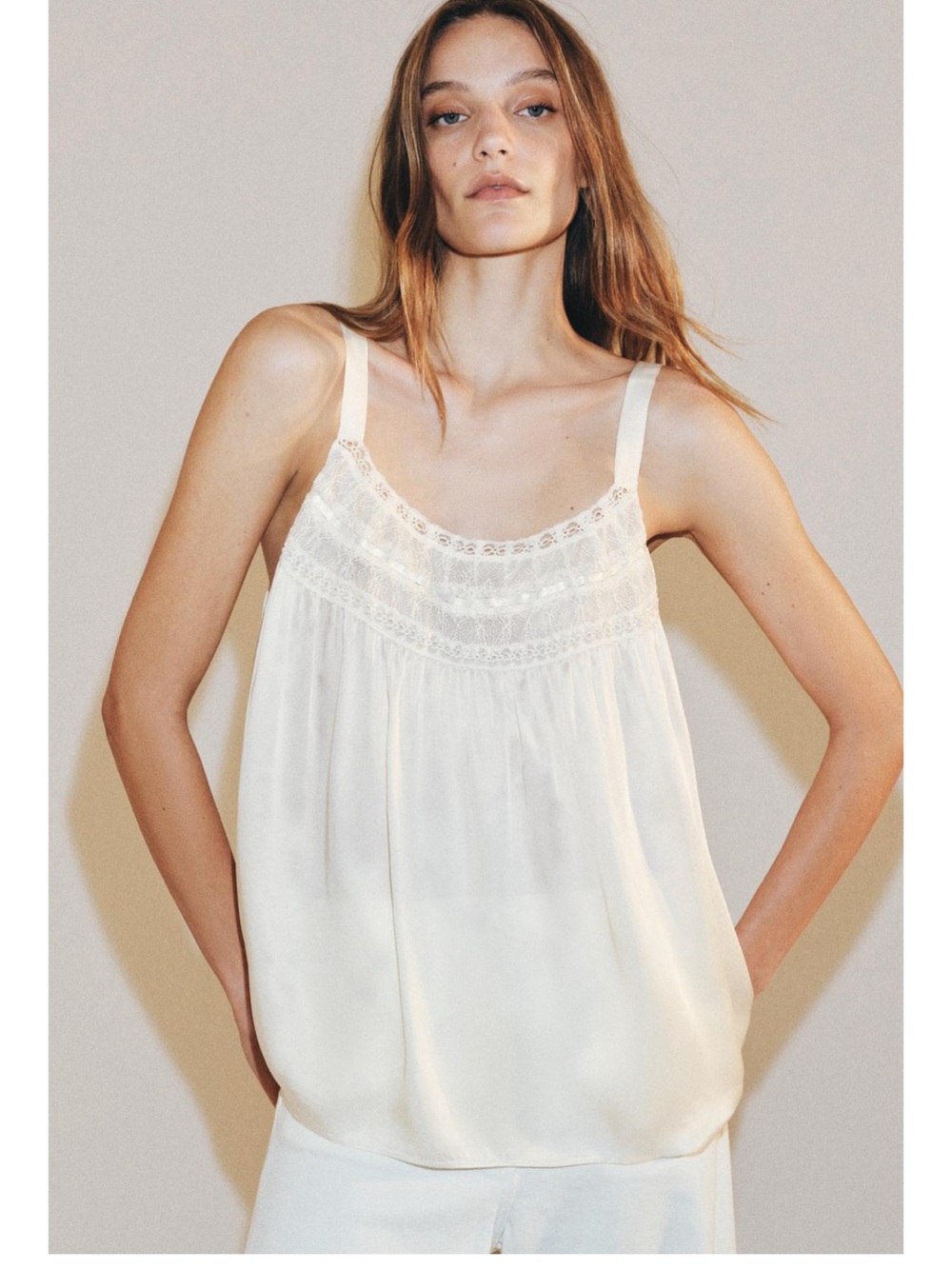 Zara Lace Satin Top NWT